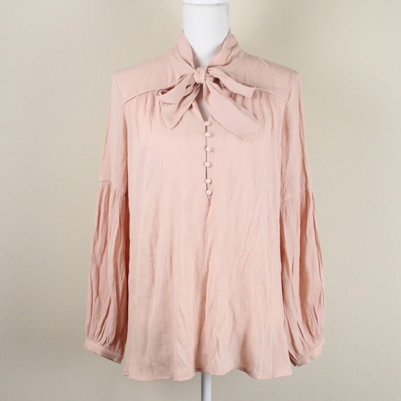 VENUS Tops - VENUS NEW Tie Front Peasant Top Light Pink